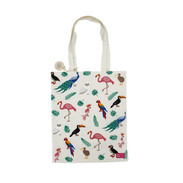 La taniere, zoo, refuge, parc animalier, cadeau, sac, shopping, tote bag, anniversaire, noël, oiseaux, flamand rose, perroquet, rapace