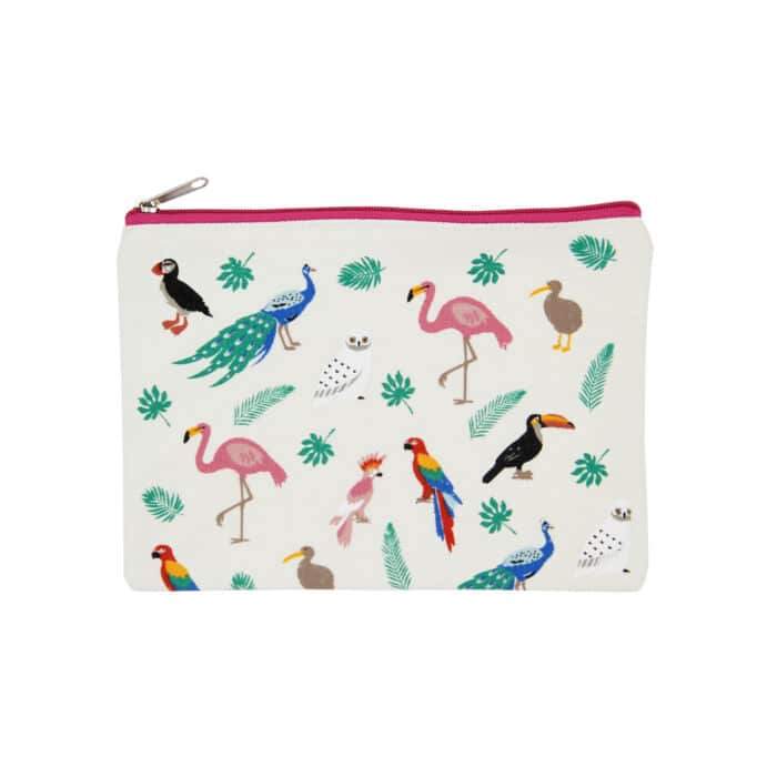 La taniere, zoo, refuge, parc animalier, cadeau, pochette, shopping, trousse, anniversaire, noël, oiseaux, flamand rose, perroquet, rapace, kiwi, toucan, chouette