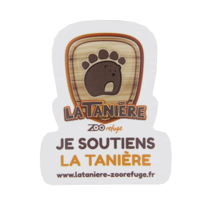 La Tanière, zoo, refuge, parc animalier, cadeau, papeterie, sticker, autocollant, adhésif, soutien, support, help, defend, wildlife