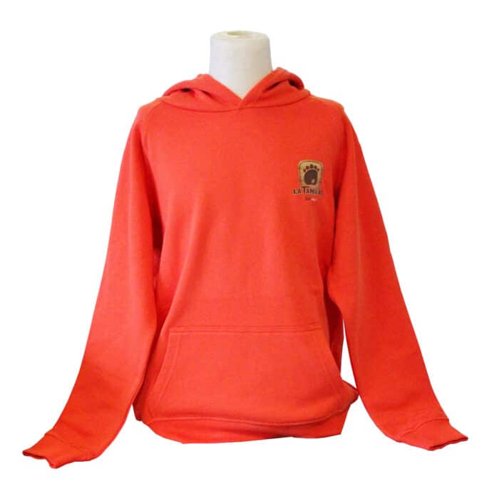 La Tanière, zoo, refuge, parc animalier, cadeau, textile, prêt à porter, vêtement, mode, enfant, sweat, orange, corail